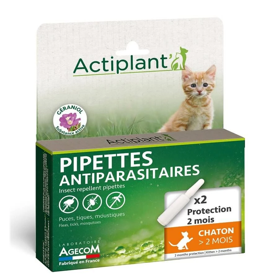 Actiplant Pipettes Antiparasitaires Chaton X2 3 Actiplant Pipettes Antiparasitaires Chaton X2