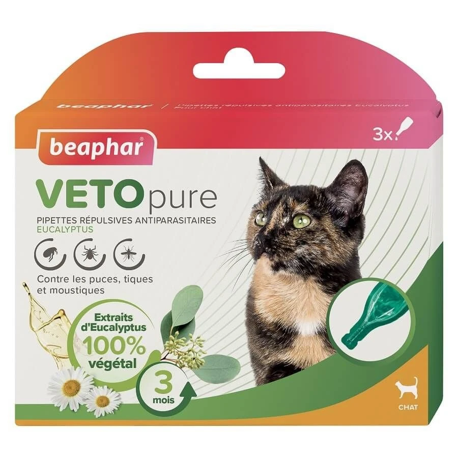 Beaphar VETOpure Pipettes Répulsives Antiparasitaires Chat X3 3 Beaphar VETOpure Pipettes Répulsives Antiparasitaires Chat X3
