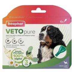 Beaphar VETOpure Pipettes Répulsives Antiparasitaires Chien +30 Kg X6