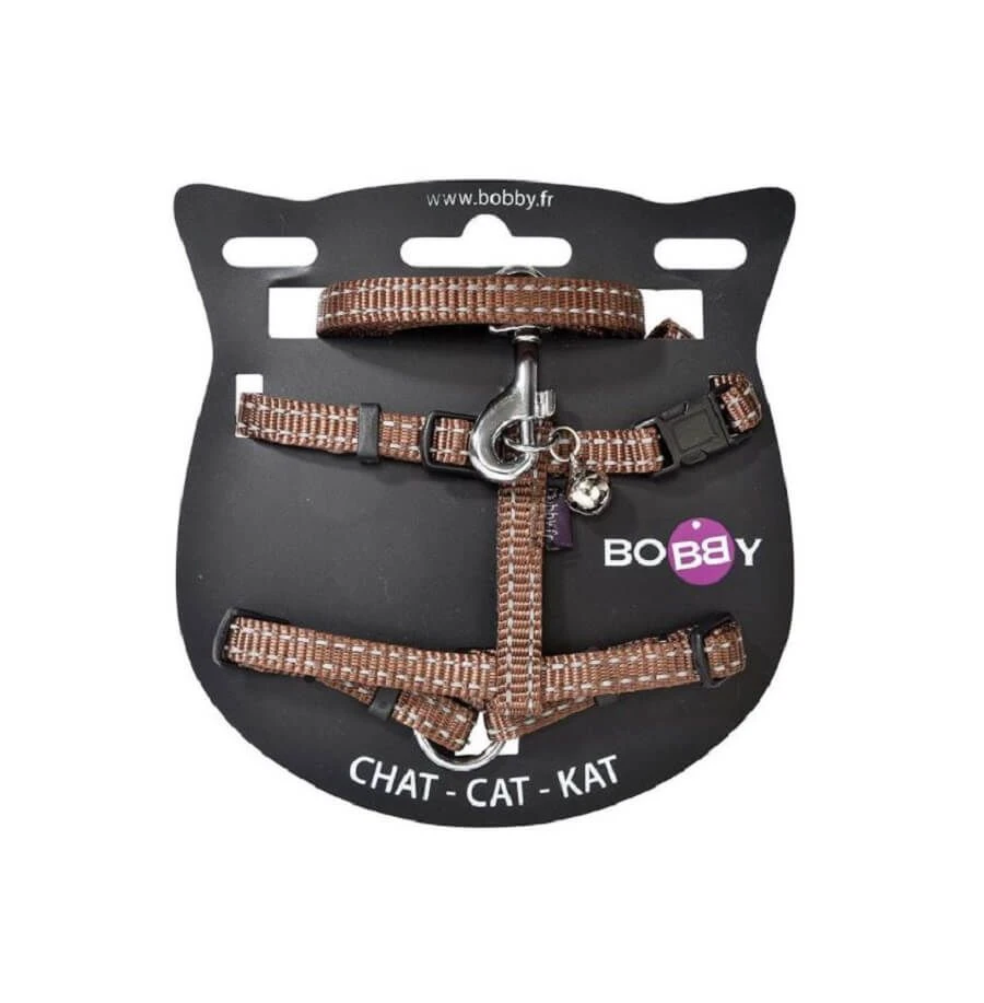 Bobby Harnais + Laisse Safe Marron Pour Chat 3 Bobby Harnais + Laisse Safe Marron Pour Chat