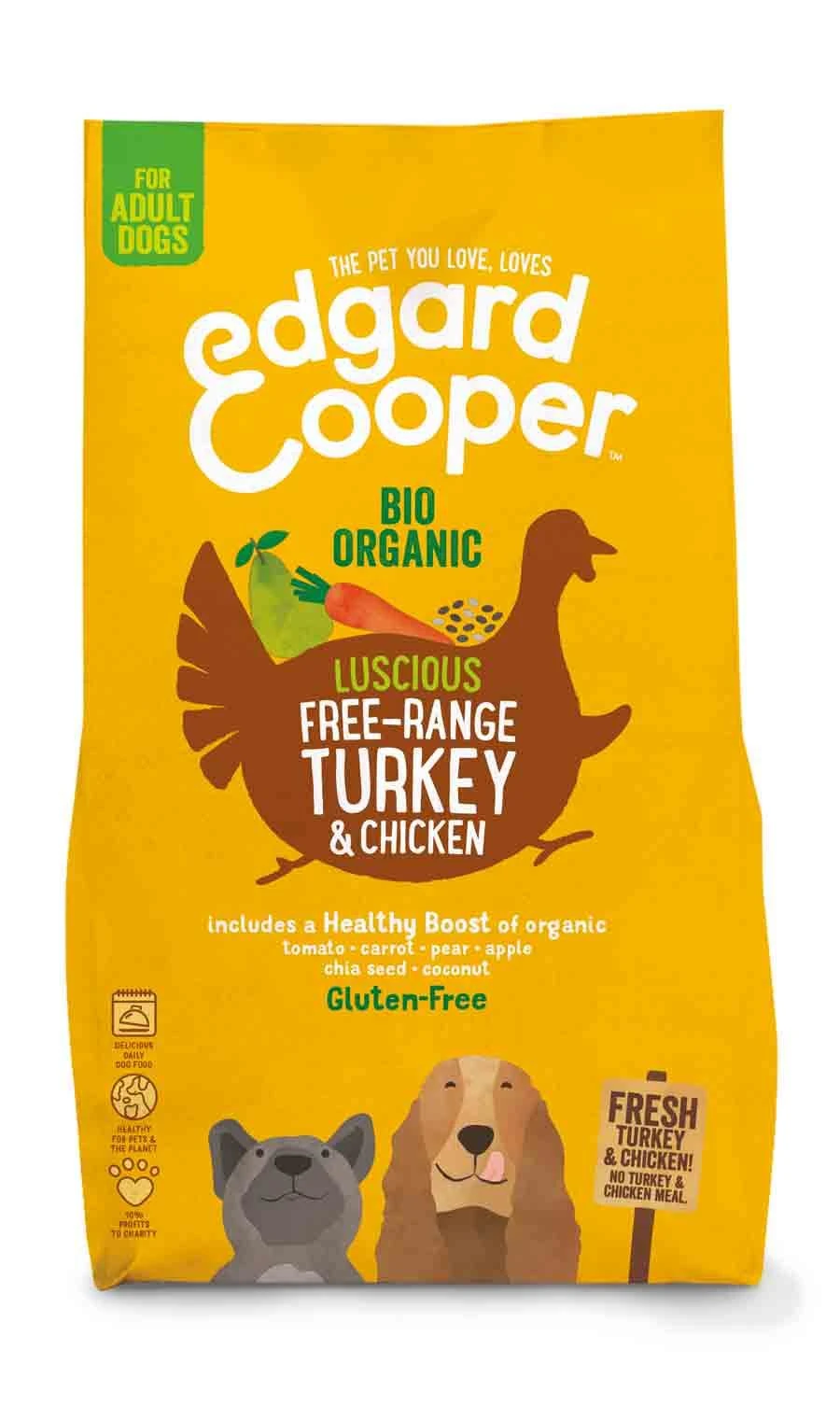 Edgard & Cooper Chien Bio Dinde Et Poulet Frais Sans Céréales 2,5 Kg 3 Edgard & Cooper Chien Bio Dinde Et Poulet Frais Sans Céréales 2,5 Kg