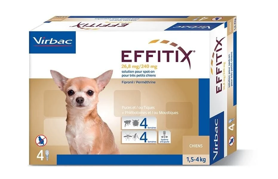 Effitix Spot On Très Petit Chien 1.5 - 4 Kg 4 Pipettes 3 Effitix Spot On Très Petit Chien 1.5 - 4 Kg 4 Pipettes