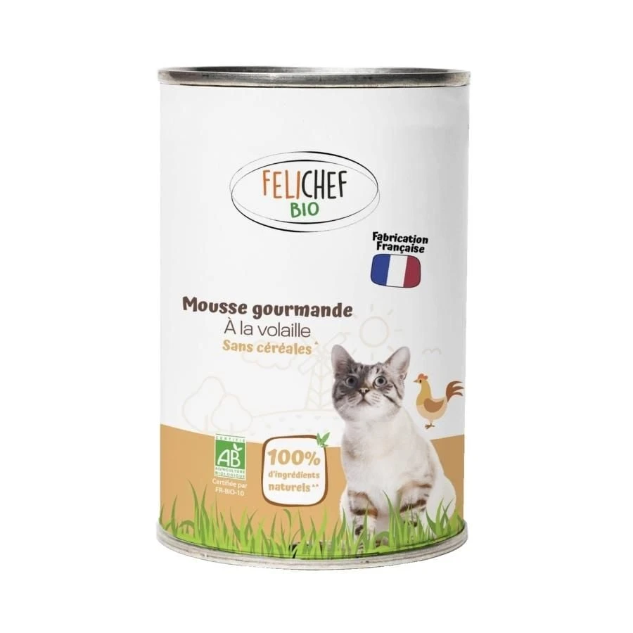 Felichef Mousse Gourmande BIO Volaille Sans Céréales Chat 400 G 3 Felichef Mousse Gourmande BIO Volaille Sans Céréales Chat 400 G