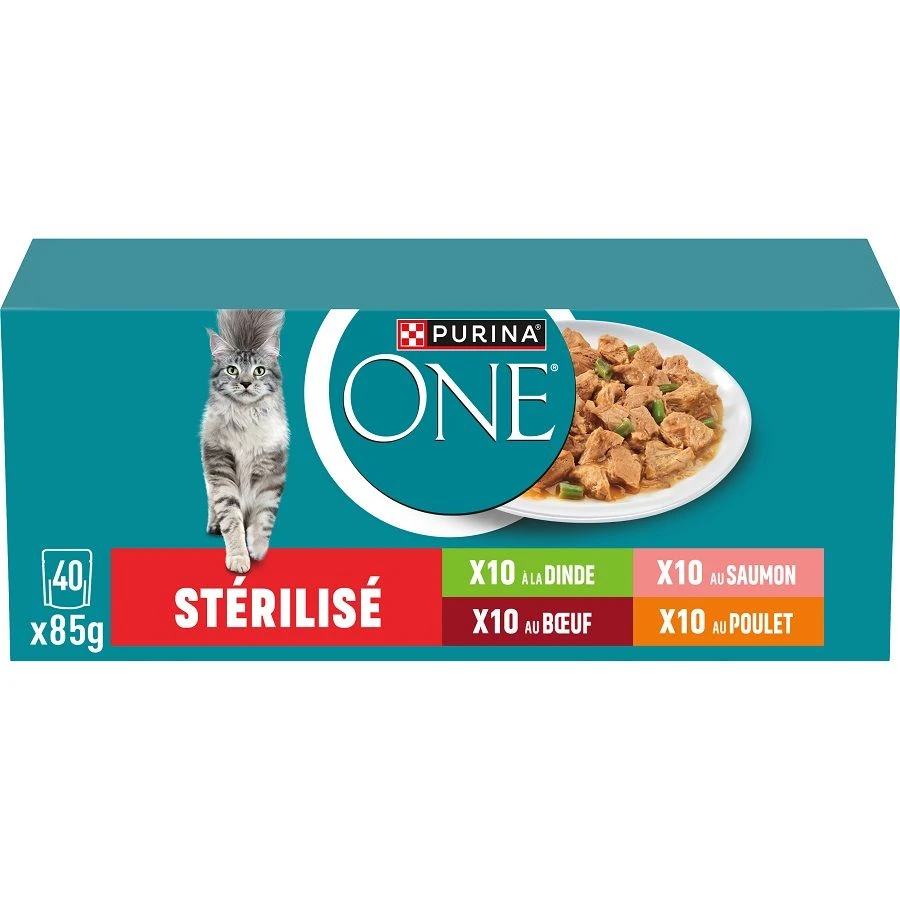 Purina One Chat Stérilisé Multivariétés 40 X 85 G 3 Purina One Chat Stérilisé Multivariétés 40 X 85 G