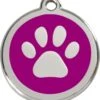 RedDingo Médaille D'identité "Patte" 30 Mm Violet 1 RedDingo Médaille D'identité "Patte" 30 Mm Violet -Animaux Fournitures Magasin reddingo me daille d identite patte violet la compagnie des animaux 1