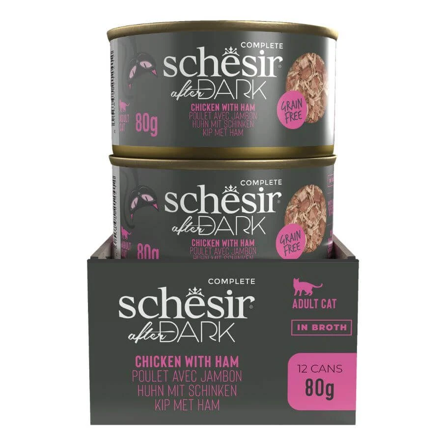 Schesir After Dark Filets Au Poulet & Jambon Chat 12x80 G 3 Schesir After Dark Filets Au Poulet & Jambon Chat 12x80 G