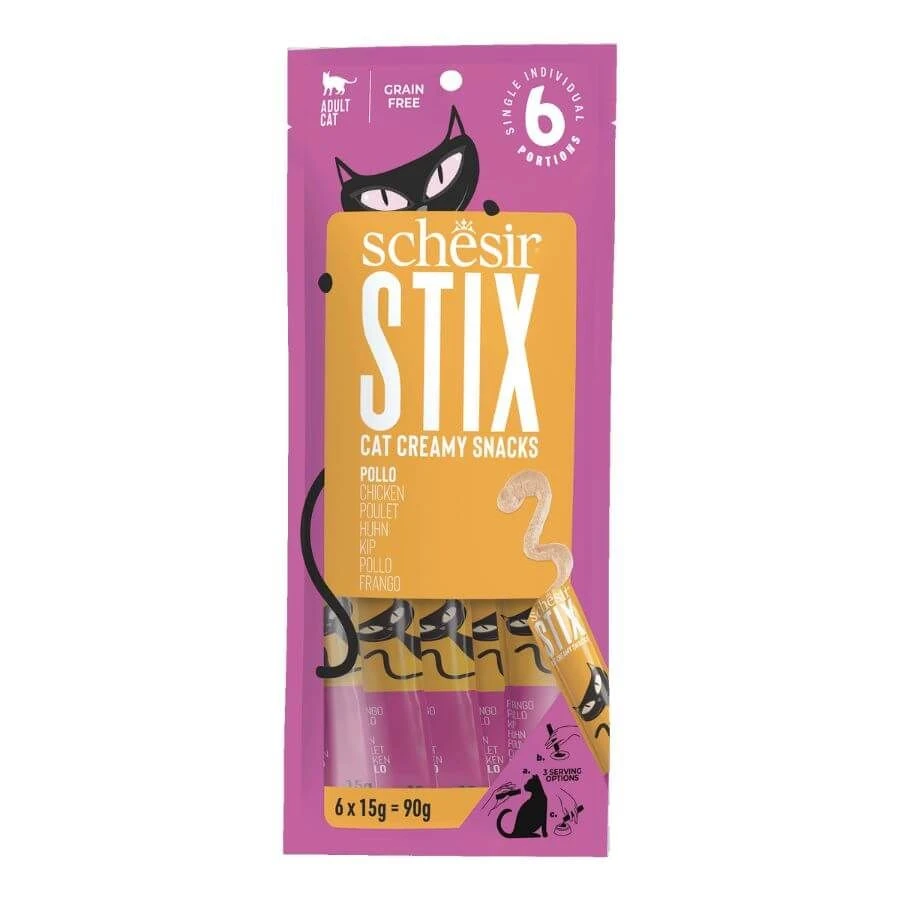 Schesir Stix Snacks Crémeux Au Poulet Chat 6x15 G 3 Schesir Stix Snacks Crémeux Au Poulet Chat 6x15 G