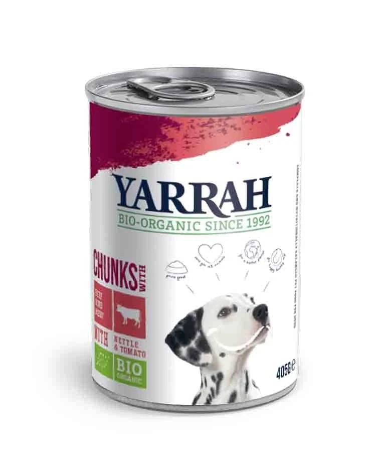 Yarrah Bio Bouchées Boeuf Et Poulet En Sauce Aux Orties Et Tomate Pour Chien 12 X 405 Grs 4 Yarrah Bio Bouchées Boeuf Et Poulet En Sauce Aux Orties Et Tomate Pour Chien 12 X 405 Grs – Image 2
