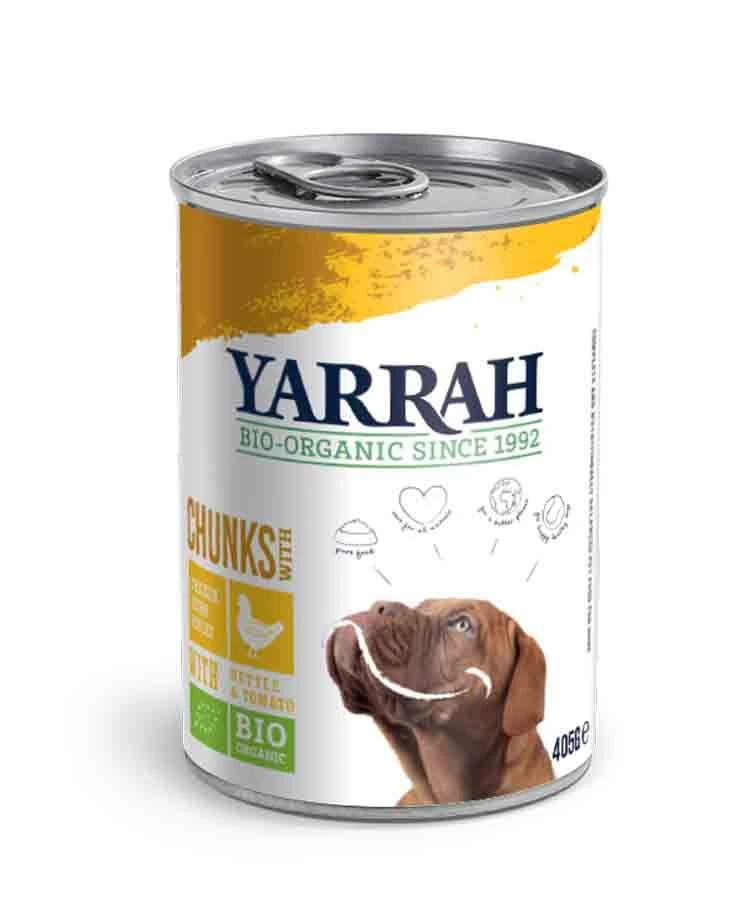 Yarrah Bio Bouchées De Poulet En Sauce Aux Orties Et à La Tomate Pour Chien 6 X 820 Grs 4 Yarrah Bio Bouchées De Poulet En Sauce Aux Orties Et à La Tomate Pour Chien 6 X 820 Grs – Image 2